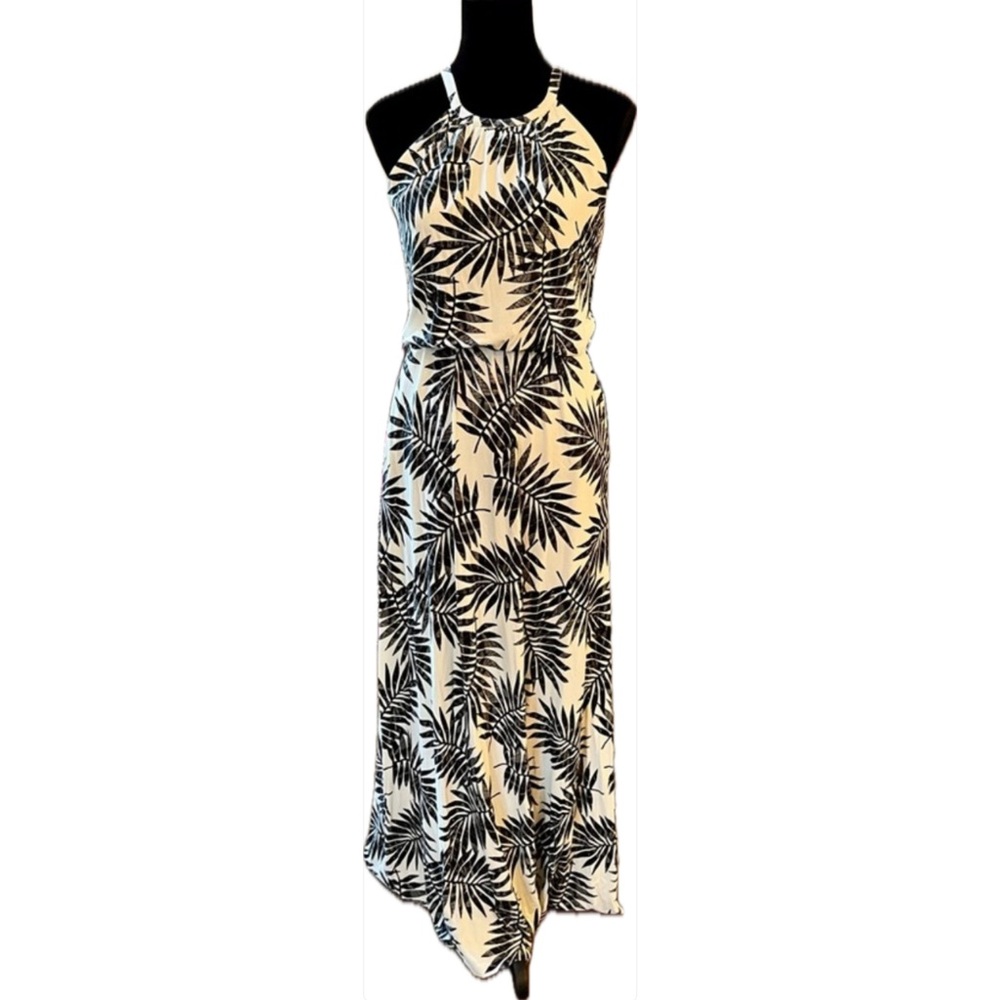 C&C California Black & White Halter Maxi Dress